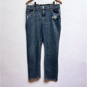 Old Navy Jeans Women 10 Boyfriend Mid Rise Distressed Blue Medium Wash